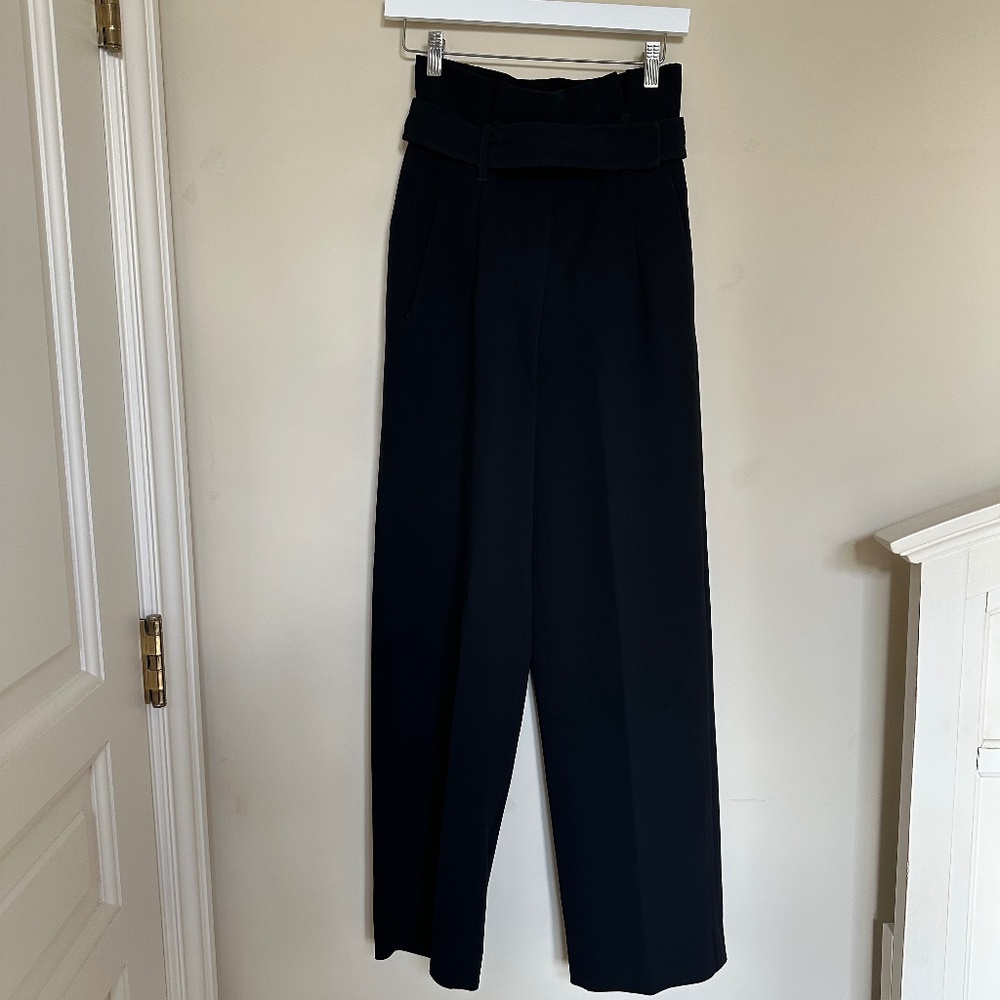 Aritzia Babaton Wide Leg Pant with Belt in Black
